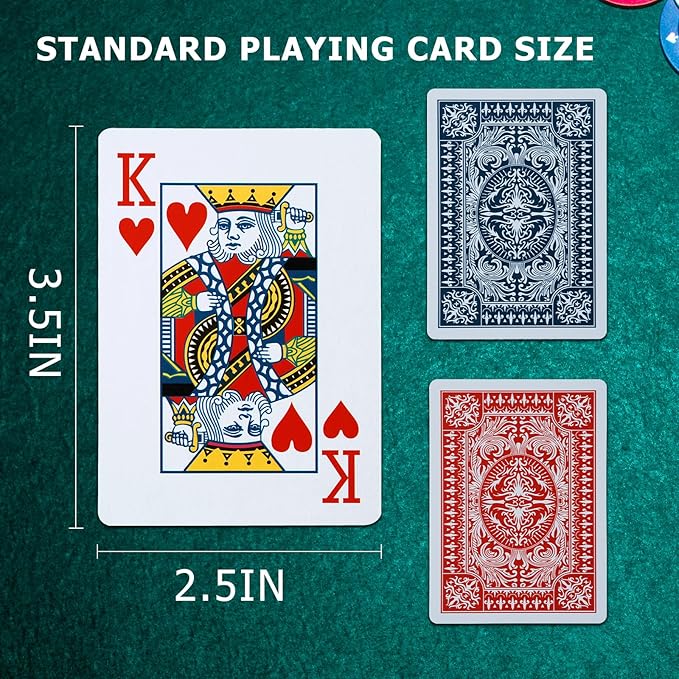 FURWEY Playing Cards 32 Pack,Standard Index,Red and Blue Backs,Large Digital Printing is Easy to Read,Blackjack，Euchre, Canasta Card Game, Poker Cards（Red/Blue）
