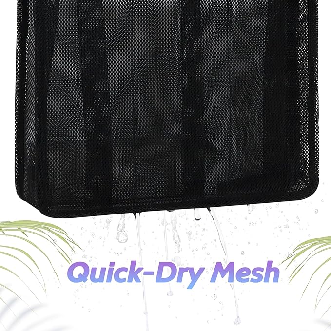 Portable Mesh Shower Caddy, Gym Travel Camp Dorm Room Essentials for College Student Boy Girl, Bathroom Shower Bag - Black