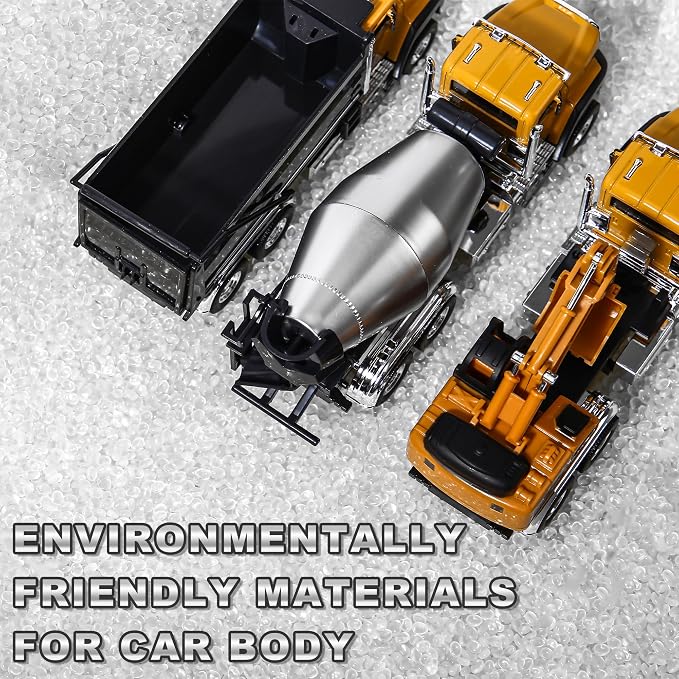 AIUAZA 1/50 Ratio die-Casting Engineering Construction Vehicle, Dump Truck, Excavator, Mixer, Alloy Collection Model car, Boy's Door Opening Pull Back car Toy (Dump Truck)