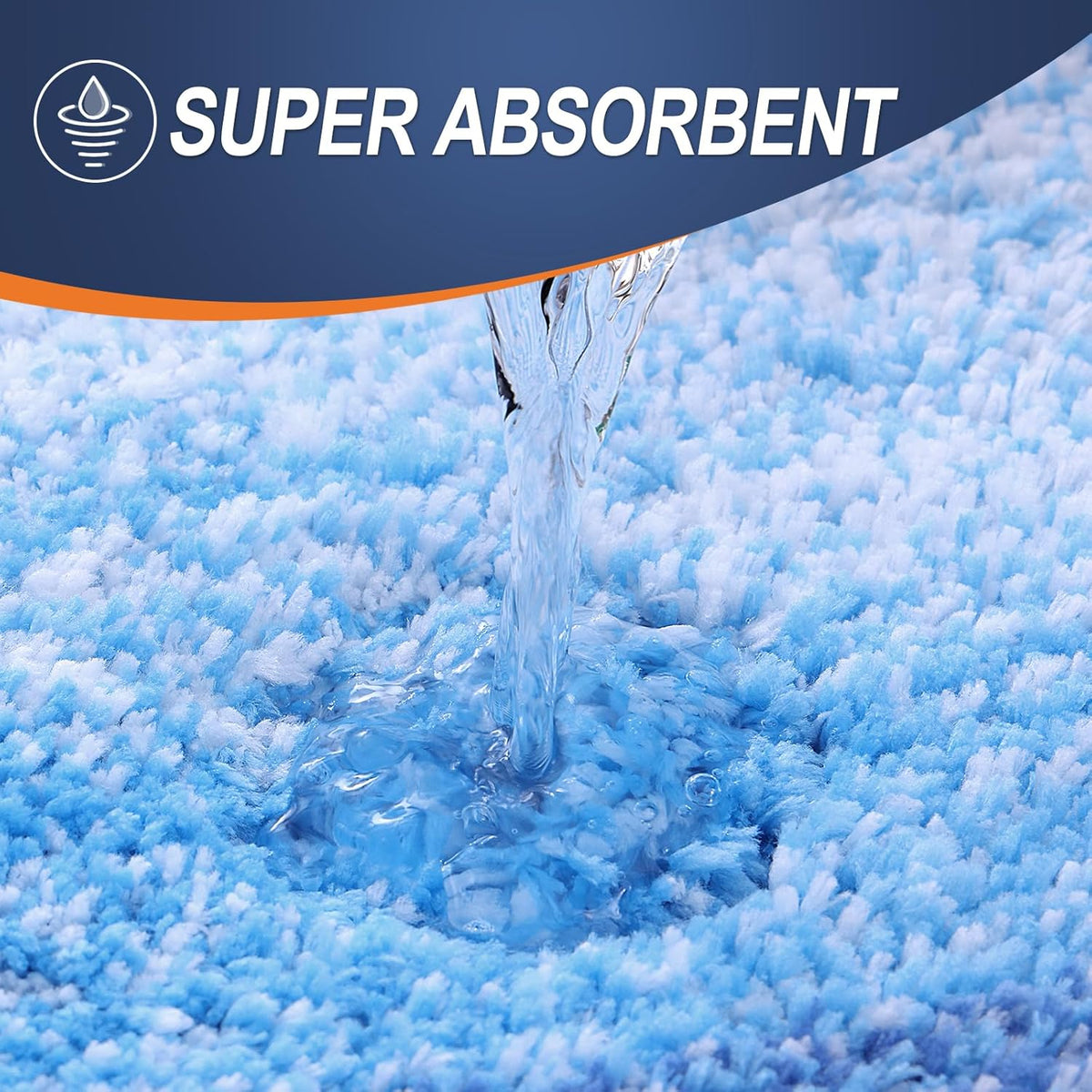 OLANLY Luxury Toilet Rugs U-Shaped 24x20, Extra Soft and Absorbent Microfiber Bathroom Rugs, Non-Slip Plush Shaggy Bath Mat, Machine Wash Dry, Contour Bathroom Mats for Toilet Base, Light Royal Blue