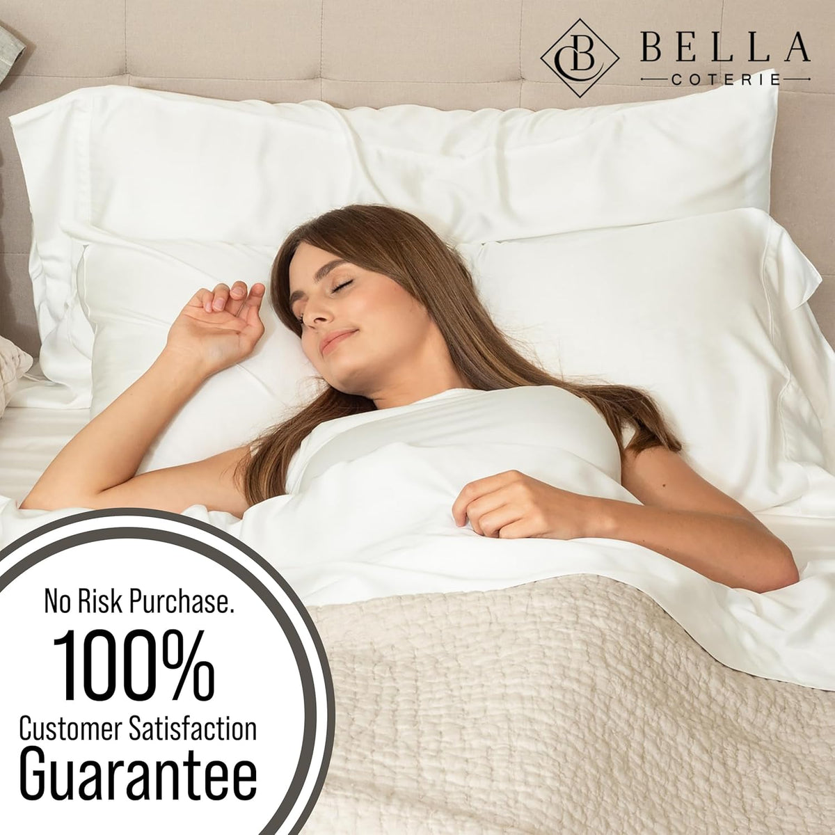 Bella Coterie Luxury Bamboo Viscose Cal King Size Sheet Set | 100% Organically Grown | Ultra Soft | Cooling for Hot Sleepers | 18" Deep Pocket [White]