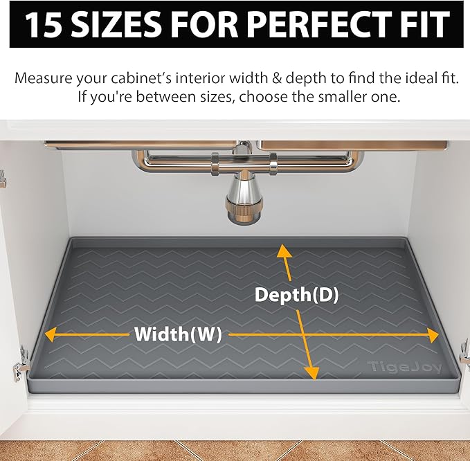 TigeJoy 40" x 22" Under Sink Mats for Kitchen Waterproof, Leak-Proof Silicone Mat Sink Protector and Cabinet Liner, Kitchen Essentials Organizer and Storage, Boot or Shoe Tray, Pet Feeding Mat