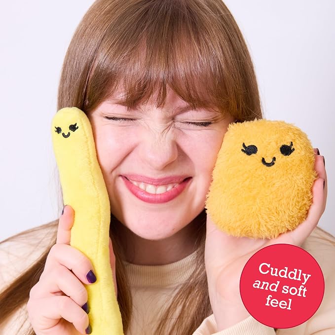 Emotional Support Chicken Nuggets by Relatable, Cuddly Stuffed Animals and Toys, Squishy Toys and Plushies, Great Gift Ideas for Loved Ones of All Ages, Includes 5 Plushies with Carrying Basket