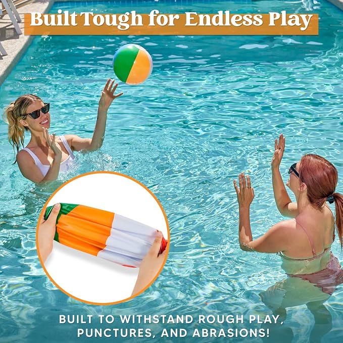 JOYIN 12 Packs 16" Inflatable Beach Balls, Large Rainbow Beach Balls Bulk for Pool Parties, Kids and Adults Summer Pool Party Toys, Beach Toys, Party Favors(16'')