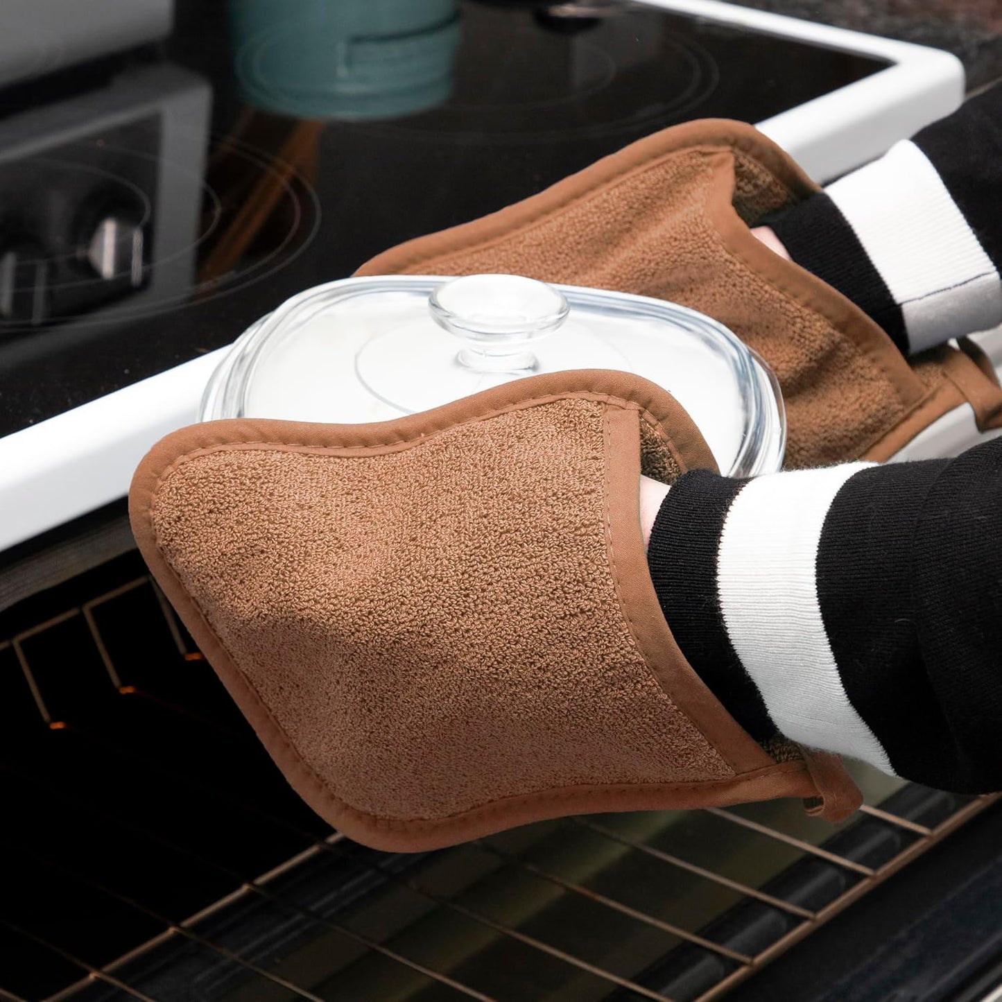 RITZ Terry Pocket Mitt & Hot Pad: Unparalleled Heat Resistant, Durable 100% Cotton,Ergonomically Designed for Optimal Grip, Easy-Care Machine Washable 2-Pack, Copper