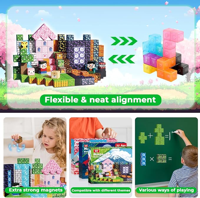 GraceDuck Magnetic Blocks - 200 PCS Build Dark Adventure Forest Castle - Magnetic Toys for Montessori Toddler Christmas Birthday Gifts STEM Sensory Toys for 3 4 5 6 7 8 9 10 Year Old Boys & Girls