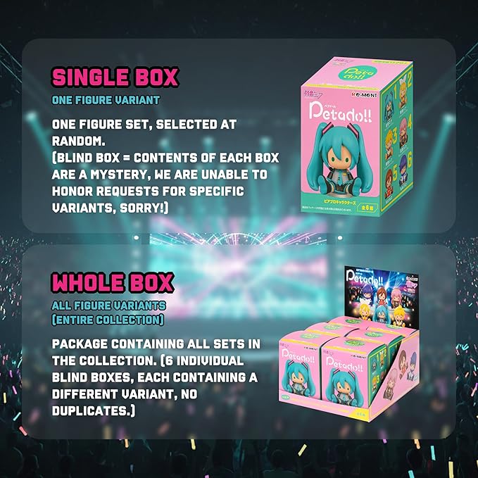 Hamee RE-Ment Hatsune Miku Blind Box Figure for Birthday Gift, Party Favor, Collectible Toy (Hatsune Miku petadoll - Piapro Characters) – 6 Pc. (Full Set)