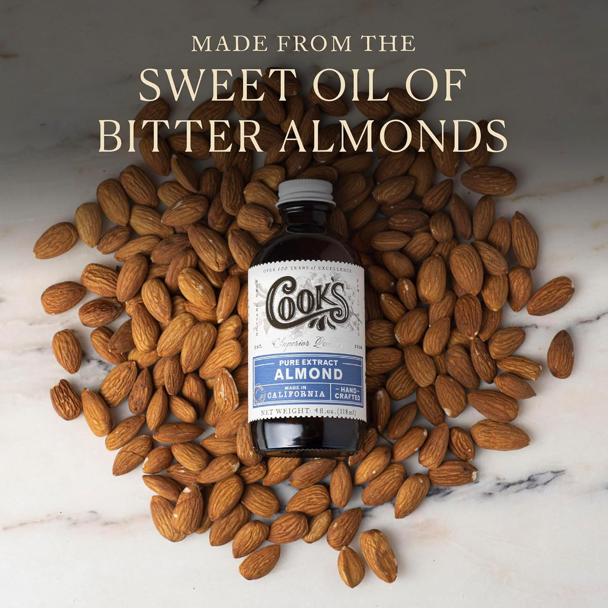 Cook’s, Pure Almond Extract for Baking, Cooking, and Mixology, Allergen Free Almond Flavoring Extract, 8 oz