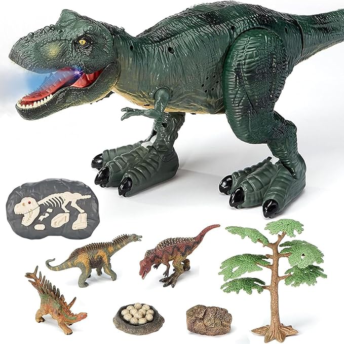 21inches Large Remote Control Dinosaur Toys Sound, Light, Roaring, Mist Spray, Realistic Walking T-Rex RC Tyrannosaurus Dinosaur Toys for Kids Boys Girls 3-10 Years Old