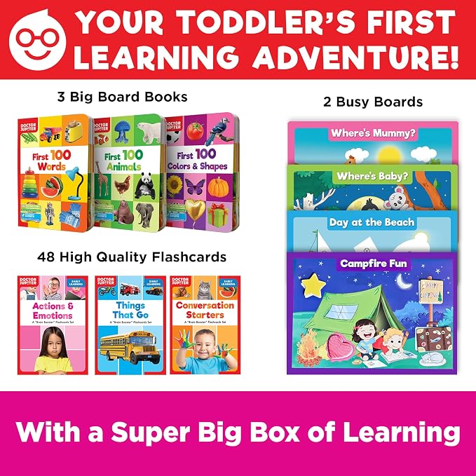 Doctor Jupiter My Big Box of Learning | Toys for Toddlers Ages 1-2-3 | Toddler Learning & Educational Activities for 1+ Year Old Girls | Gift Ideas for Birthdays