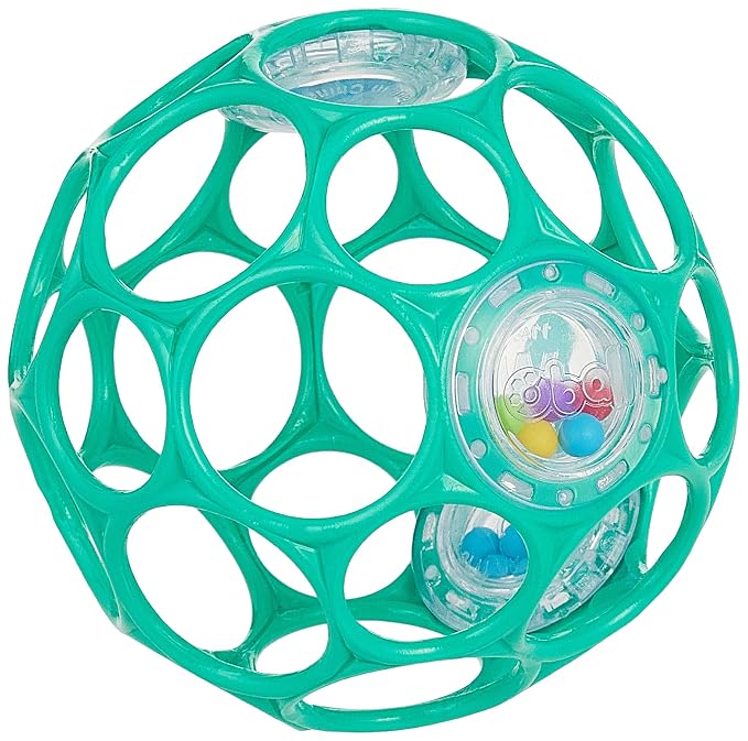 Bright Starts Oball Easy-Grasp Rattle BPA-Free Infant Toy in Teal, Age Newborn and up, 4 Inches