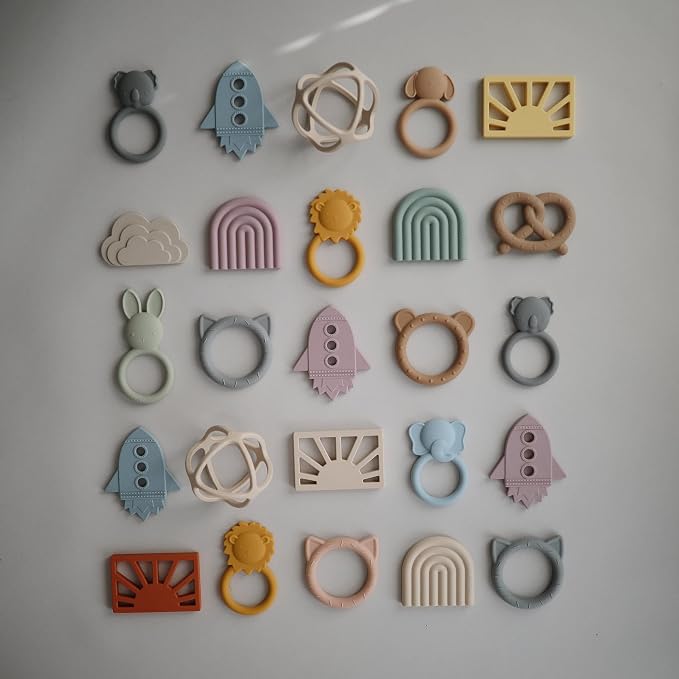 mushie Silicone Baby Teether Toy | Cat (Blush)