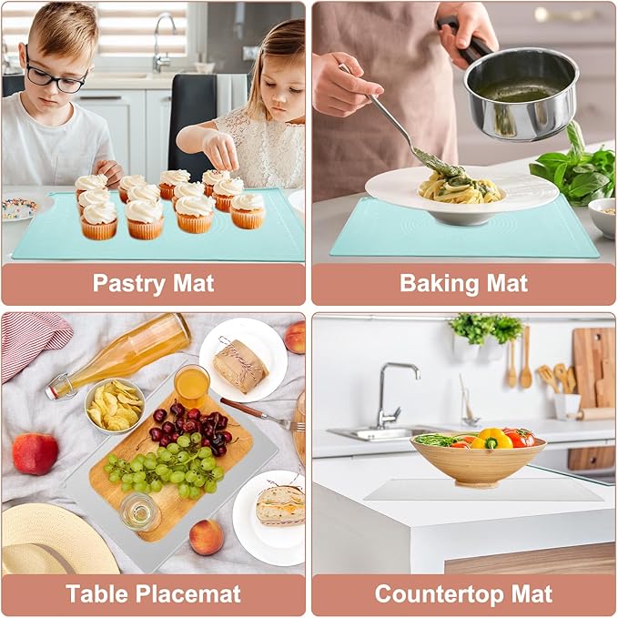 uxcell Silicone Pastry Mat, 27.5" x 19.7" Silicone Baking Mat with Measurements, Non-Stick Dough Rolling Mat for Making Pastry Cookies Bread Pizza Purple