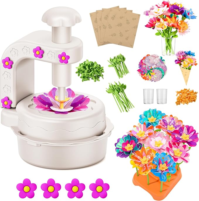 Fabric Flower Bouquets Toys,DIY Craft Kits for Kids,Arts and Crafts Toy for 3+ Year Old Girls,Flowers Market Toy,Build Your Flower Bouquet,Educational Preschool Learning Toys for Birthday,Christmas