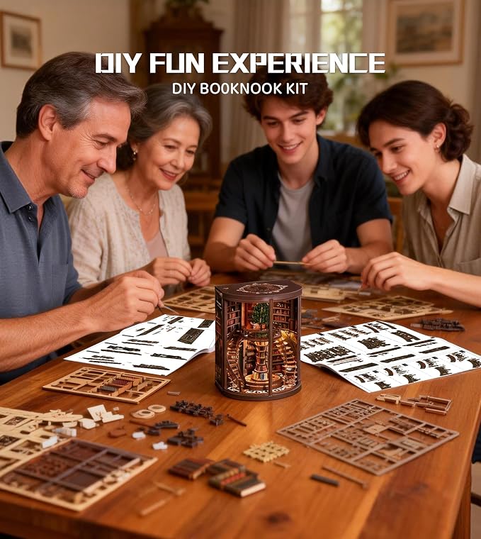 Spilay DIY Miniature House Kit for Adults, Miniature Dollhouse Building Kit | With Warm Light & Detailed Furniture, Creative DIY Craft for Bookshelf Decor, Room Decoration & Gift Giving