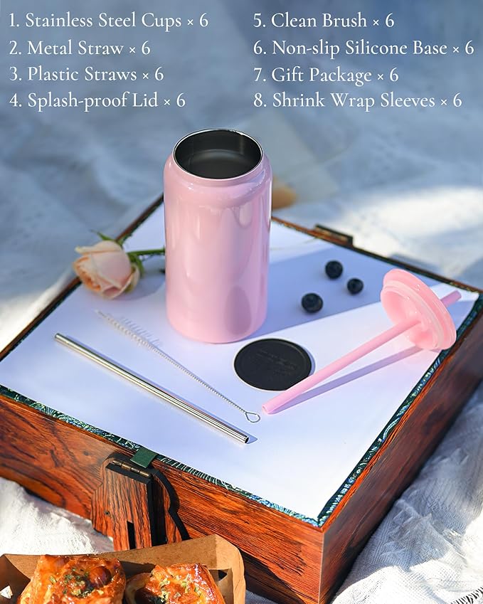 16oz Stainless Steel Cups with Lids and Straws, Sublimation Tumbler, White (Shiny Polished Finish, Sublimatable)