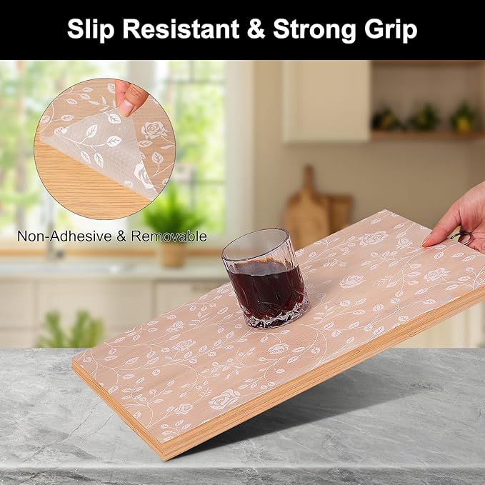 Cooyes Shelf Liner – Premium Non-Adhesive Cabinet & Drawer Liner for Kitchen – Waterproof Shelf Paper with Modern Pattern – Durable EVA Cabinet Mat – Easy to Cut （24" W x 240" L）