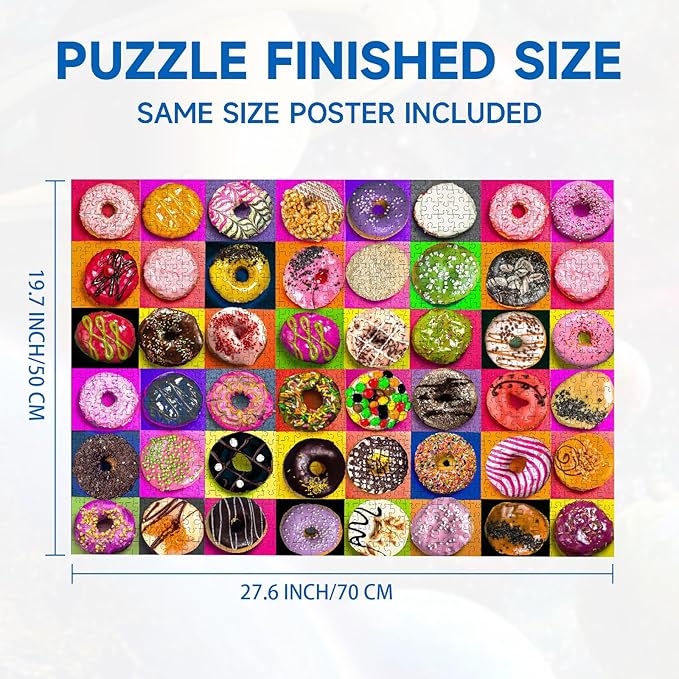 Jigsaw Puzzles 1000 Pieces for Adults, Families (Donuts) Pieces Fit Together Perfectly