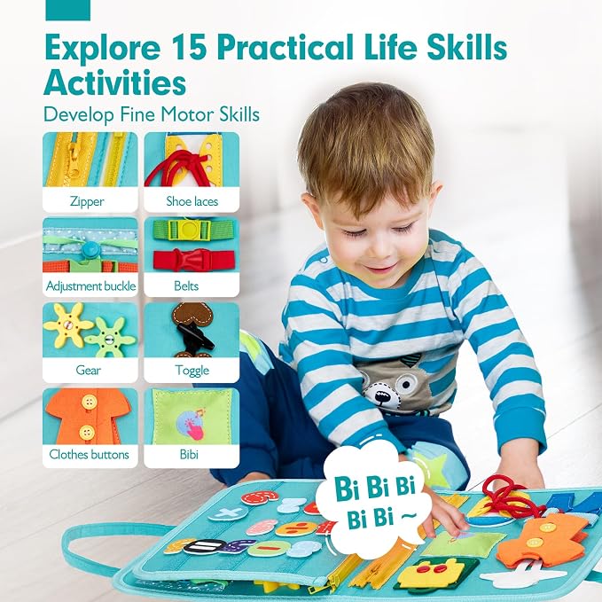 hahaland Busy Board for Toddlers Girls Montessori Toys for 3+ Year Old Farm Animals Preschool Learning Activities Toddler Travel Toys for 3+