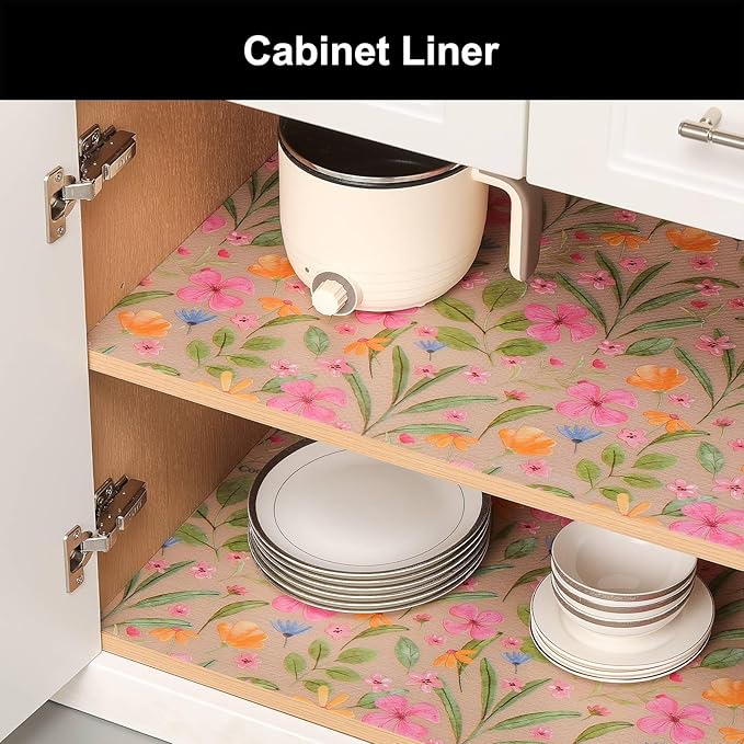 Cooyes Shelf Liner – Premium Non-Adhesive Cabinet & Drawer Liner for Kitchen – Waterproof Shelf Paper with Modern Pattern – Durable EVA Cabinet Mat – Easy to Cut （12" W x 240" L）