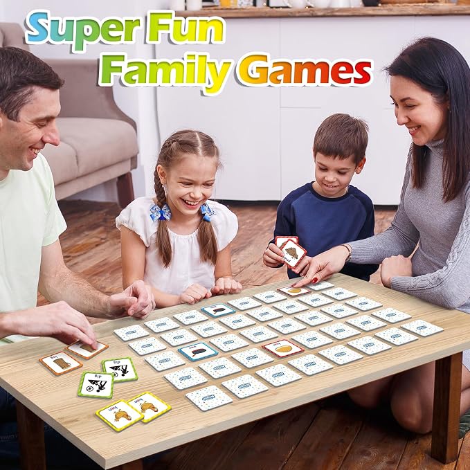 Aizweb CVC Word Match Game - 60 Pc Toddler Card Games for Kids Ages 3-6, Phonics Flash Cards for Preschool & Kindergarten Learning Activities, Educational Toys for Home School Supplies