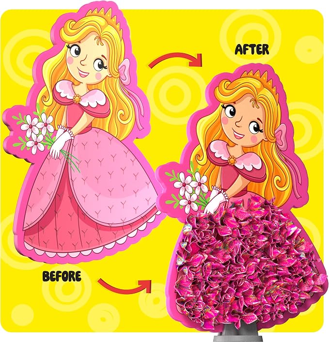 Dan&Darci Jab Jab Art Magical Princesses Kit - Gifts for 5 Year Old Girls - Arts and Crafts for Kids Ages 4-8, 4-6 - Mess-Free Craft - Birthday Gift Ideas for Girls Ages 4, 5, 6, 7, 8, 9