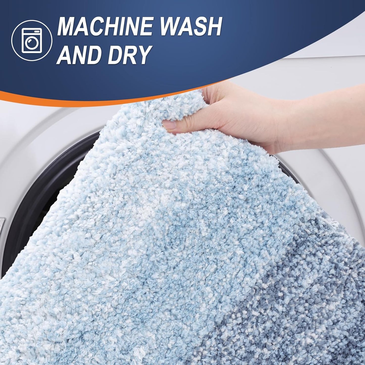 OLANLY Bathroom Rugs Mat 50x30, Extra Soft Absorbent Microfiber Bath Rugs, Rubber Backing, Quick Dry, Machine Washable Bath Mats for Bathroom Floor, Tub and Shower, Home Decor Accessories, Blue