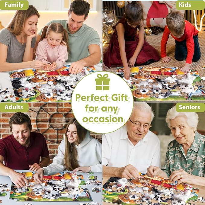 100 Piece Puzzles for Kids Ages 4-6 & 5-8, Puppies Picnic Jigsaw Puzzle for Kids Ages 8-10, Large Piece Puzzles for Adults & Seniors Educational Interactive Family Fun Puzzle for Boys Girls
