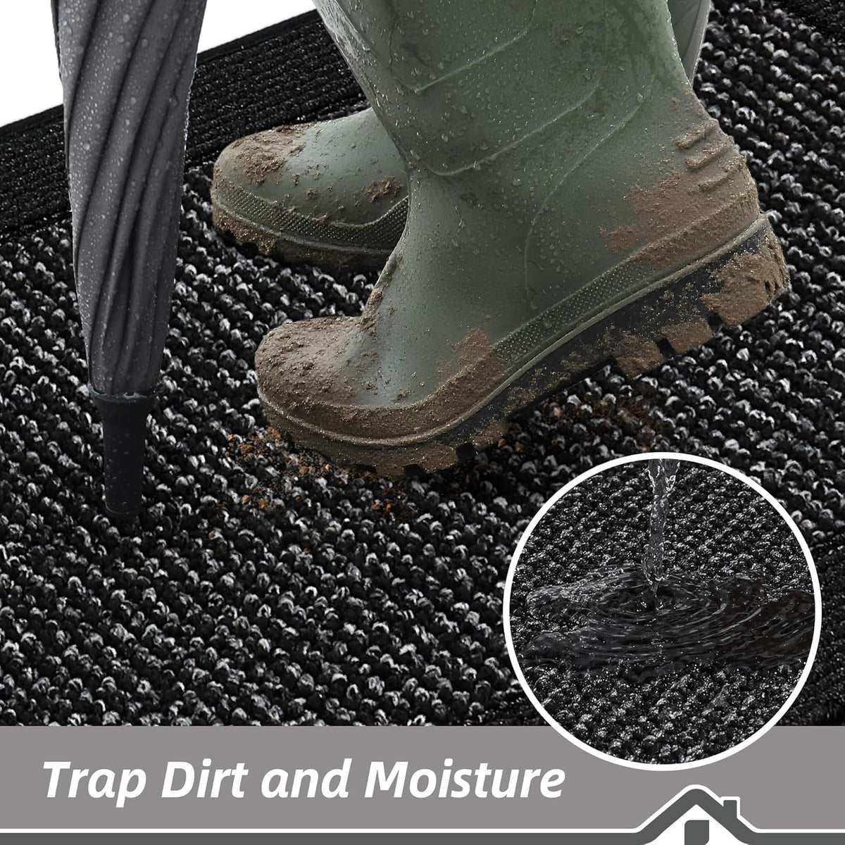 BEQHAUSE Indoor Door Mat 24" x 36", Dirt Trapper Door Mats Non-Slip Entryway Rugs Washable, Resist Dirt Absorbent Welcome Mat, Low Profile Floor Mats for Front Back Door and Entryway, Black