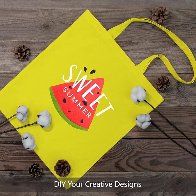 TOPDesign 24-Pack Economical 16"x15" Yellow Cotton Tote Bag, Lightweight Medium Reusable Grocery Shopping Cloth Bags, Suitable for DIY, Advertising, Promotion, Gift, Activity