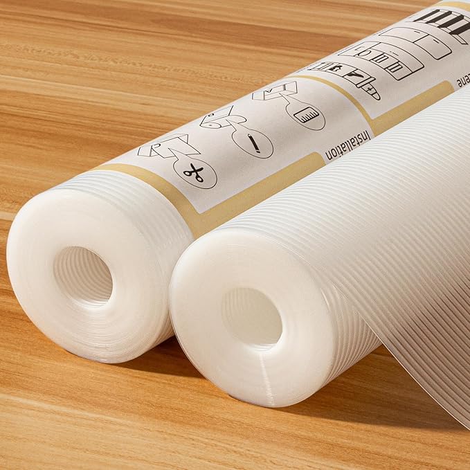FEXIA 2 Rolls Shelf Liners for Kitchen Cabinets Non-Slip Drawer Liner 20 Inches x 20 FT Waterproof & Oil-Proof Non Adhesive Durable Material Fridge Liner for Shelves