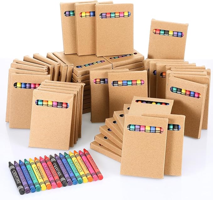 6 Packs Crayons Bulk Back to School Crayon 8 Color Crayon Individual Packs Mini Wrapped Wax Washable Crayons for Student Gifts School Supplies Classroom Rewards Gifts