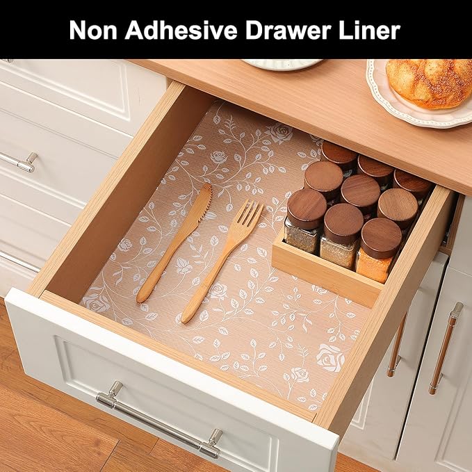 Cooyes Shelf Liner – Premium Non-Adhesive Cabinet & Drawer Liner for Kitchen – Waterproof Shelf Paper with Modern Pattern – Durable EVA Cabinet Mat – Easy to Cut （17.5" W x 360" L）