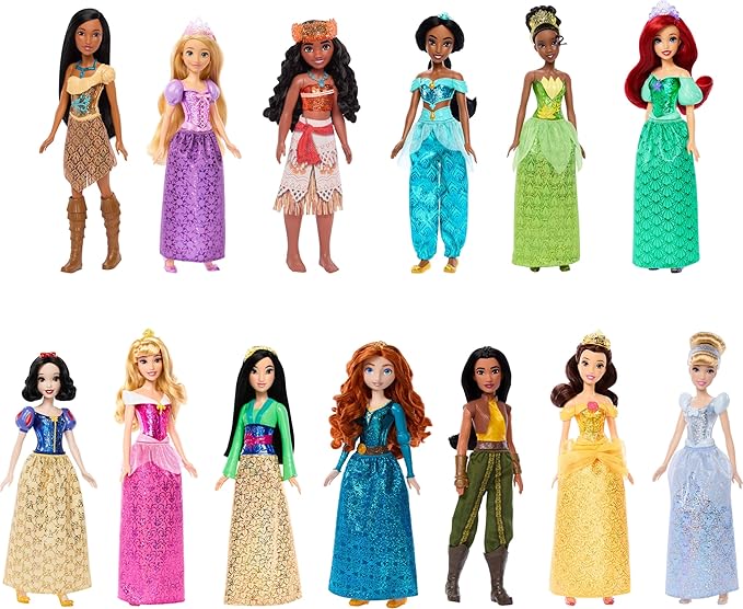 Mattel Disney Princess Ultimate Princess Collection with 13 Fashion Dolls in Sparkling Clothing & Accessories, Poseable, Inspired by Movies (Amazon Exclusive)
