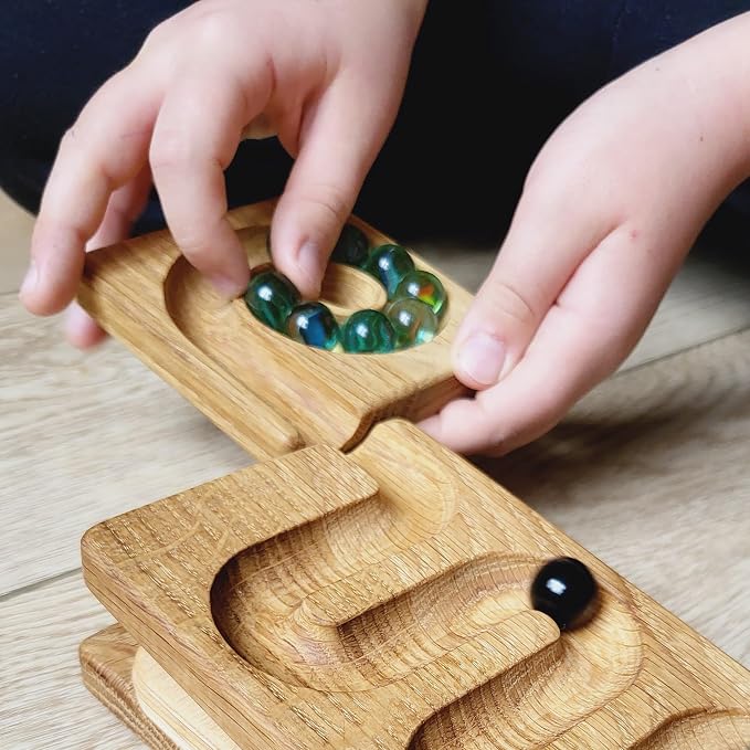 Marble Run Race Track Wooden Maze Board Ball Run Marble Course Gift for Kids Winding Track Roller (Waterfall)