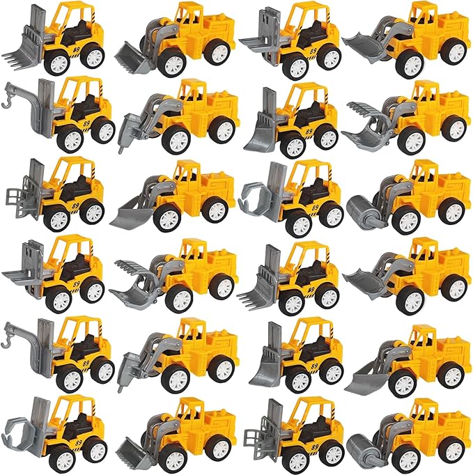 OJYUDD 24 Pcs Mini Construction Vehicles,Pull Back Engineering Vehicles,Play Figure Vehicles Toys for Birthday Party Favors,Gifts,Rewards