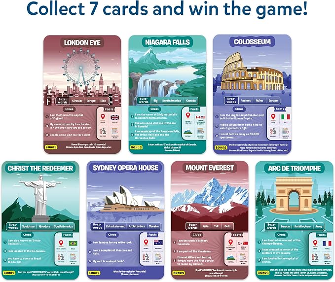 Skillmatics Guess in 10 Legendary Landmarks, Educational Travel Toys for Boys, Girls, and Kids Who Love Card Games, Board Games, Geography and History, Trivia, Gifts for Ages 8, 9, 10 and Up