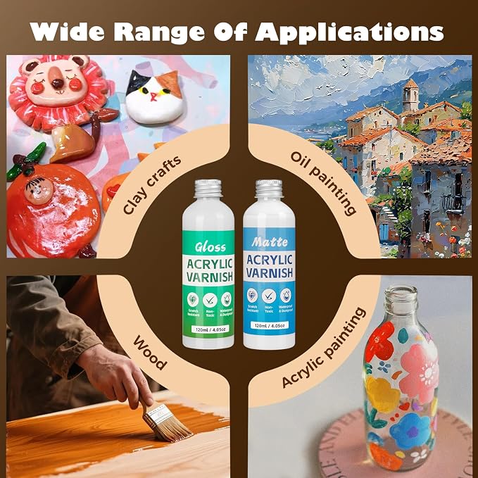 Sovol 240ml Air Dry Clay Glaze with 33pcs Clay Tools kit, Gloss & Matte Clay Varnish Protects Clay from Wear, Cracking, Scratches, Pottery Tools for Stippling, Carving, Molding, Shaping Clay Crafts