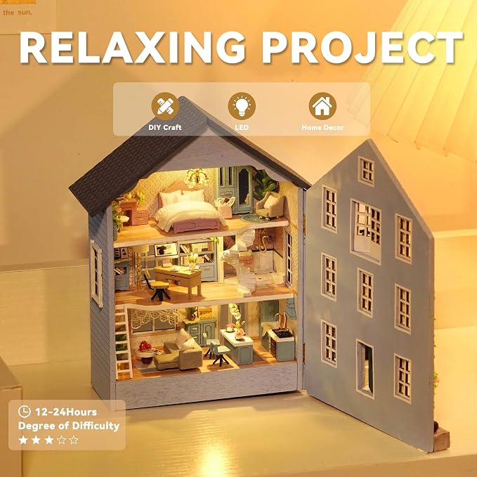Flever Dollhouse Miniature DIY House Kit Creative Room with Furniture for Romantic Valentine's Gift (Molan House)