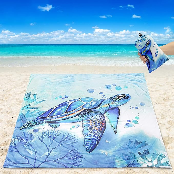 HIHOHO Beach Blanket Waterproof Sandproof Extra Large Beach Mat 79" X 83"/120"x108"for 1-8 Adults Quick Drying Durable Outdoor Picnic Mat for Beach Travel Camping Hiking