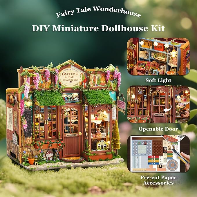 Miniature House Kit, Dollhouse Kit, Miniature Kit, DIY Mini House Building Kit for Adult Teen, Fairy Tale Wonderhouse Dollhouse Shop