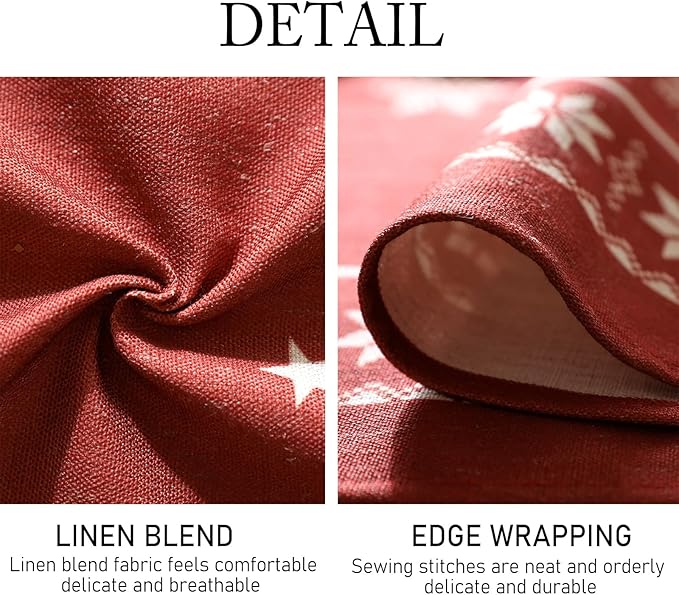 ISAENNE Designer Christmas Red Extra Long Rectangle Tablecloth,Linen Table Cloth with Snowflakes Pattern,Wrinkle Resistant Decor Tablecloths for Dining Kitchen Thanksgiving,63"*110"-Carol C