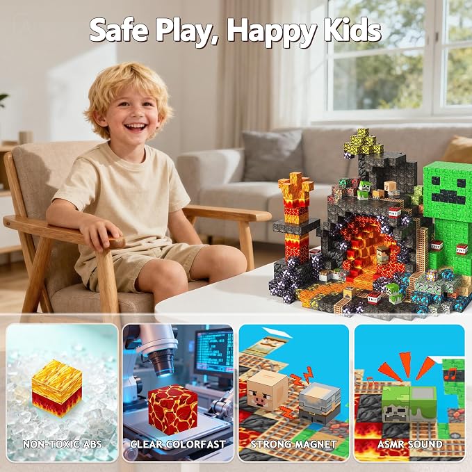 Magnetic Building Blocks 200PCS, STEM Toys Educational Magnet Cubes, Learning Sensory Toys for Kids Ages 4-12, Birthday Gifts for Boys & Girls