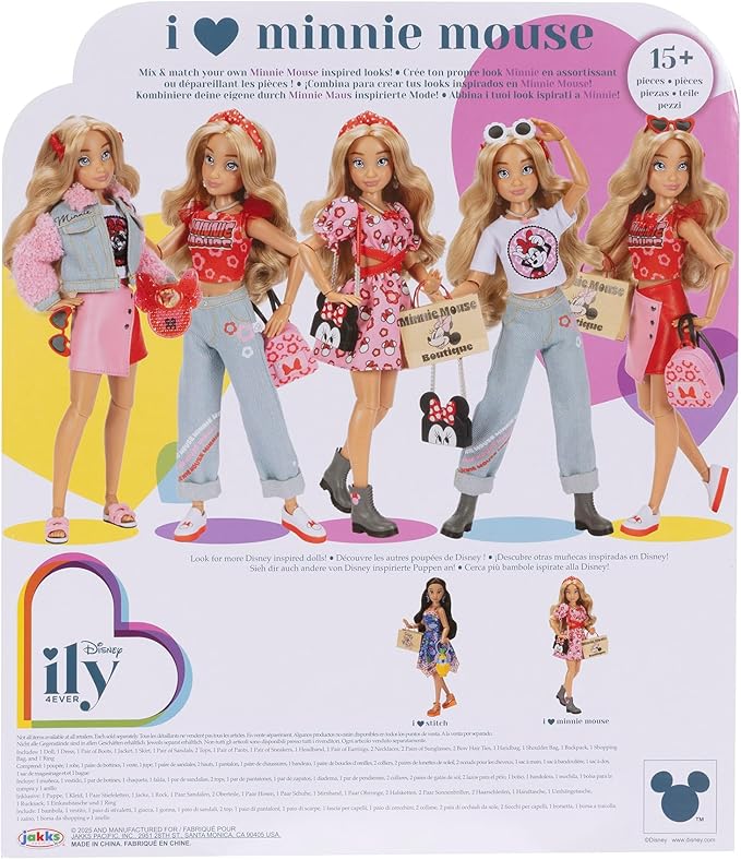 Disney ILY 4ever Fashion Dolls Inspired by Stitch 11.5" Tall with 13 Points of Articulation, Multi-Outfit Closet Set and a Glittery Mickey Ring for You! [Amazon Exclusive]