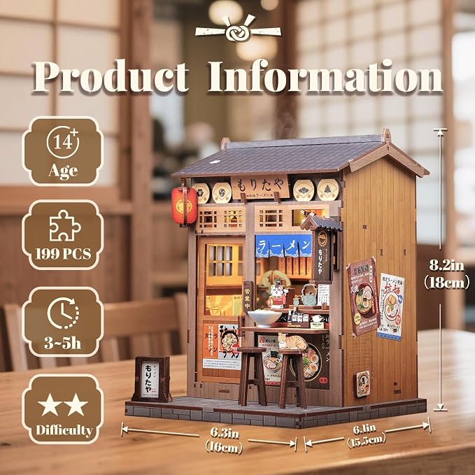 CUTEBEE Book Nook Kit, DIY Miniature House Kits for Adult and Teens, Dollhouse Booknook Tiny House, Bookshelf 3D Wooden Puzzle, DIY Craft Gifts for Family and Friends (Morita-Ya)