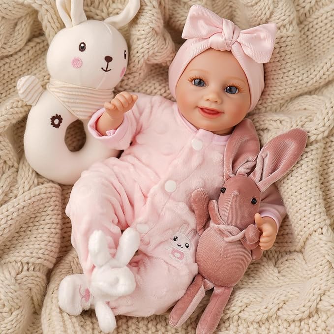 BABESIDE 12 Inch Lifelike Reborn Baby Dolls Realistic Baby Doll Sweet Full Vinyl Real Life Baby Dolls Cute Girl with Toy Accessories Gift Set for Kids Age 3+