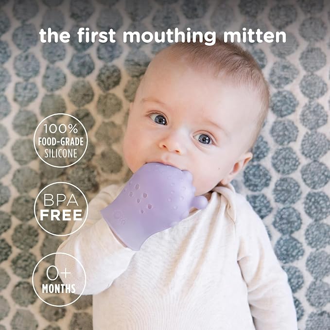 Olababy Clear Sense Silicone Mouthing Mitten (2PK) – Perfect for mouthing and Teething Babies, Adjustable Strap, BPA and Plastic-Free, 0-6 Months, Baby Essentials & Shower Gift (Mint)