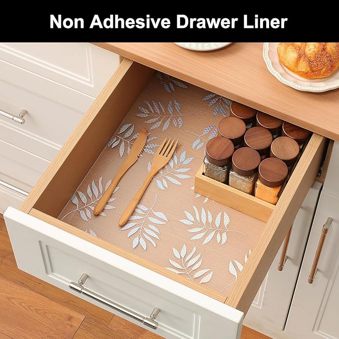 Cooyes Shelf Liner – Premium Non-Adhesive Cabinet & Drawer Liner for Kitchen – Waterproof Shelf Paper with Modern Pattern – Durable EVA Cabinet Mat – Easy to Cut （24" W x 120" L）