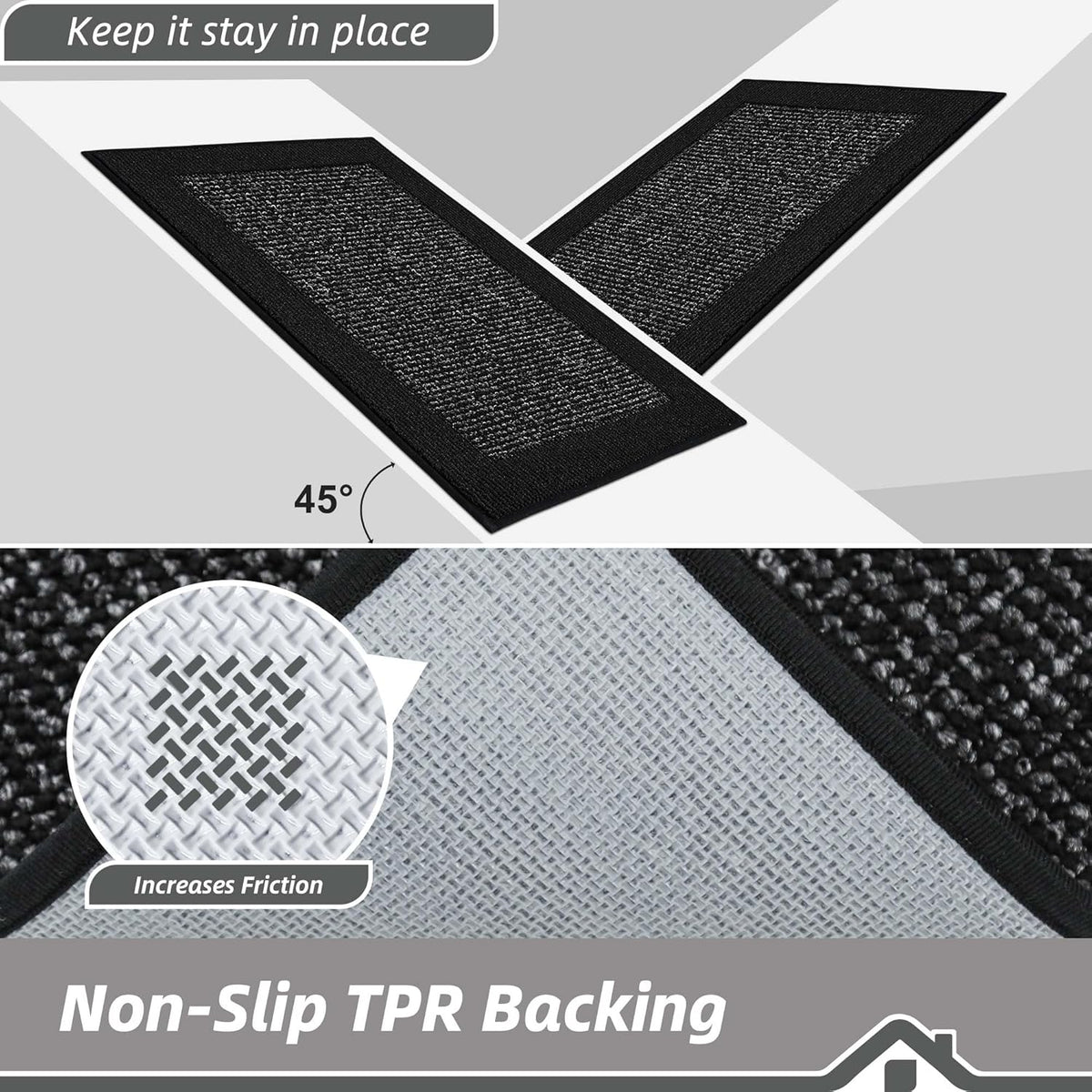 BEQHAUSE Indoor Door Mat 36" x 60", Dirt Trapper Door Mats Non-Slip Entryway Rugs Washable, Resist Dirt Absorbent Welcome Mat, Low Profile Floor Mats for Front Back Door and Entryway, Black