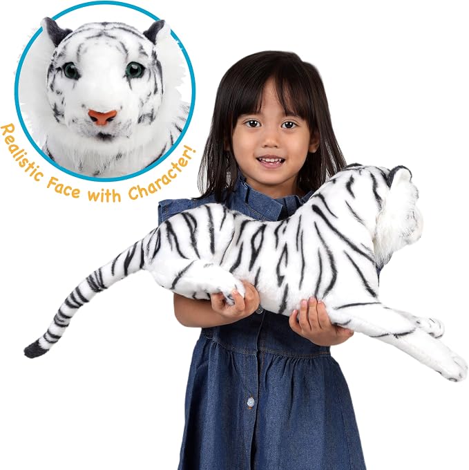 TigerHart Saphed The White Tiger - Squeeze Me! - 17 Inch Stuffed Animal Plush